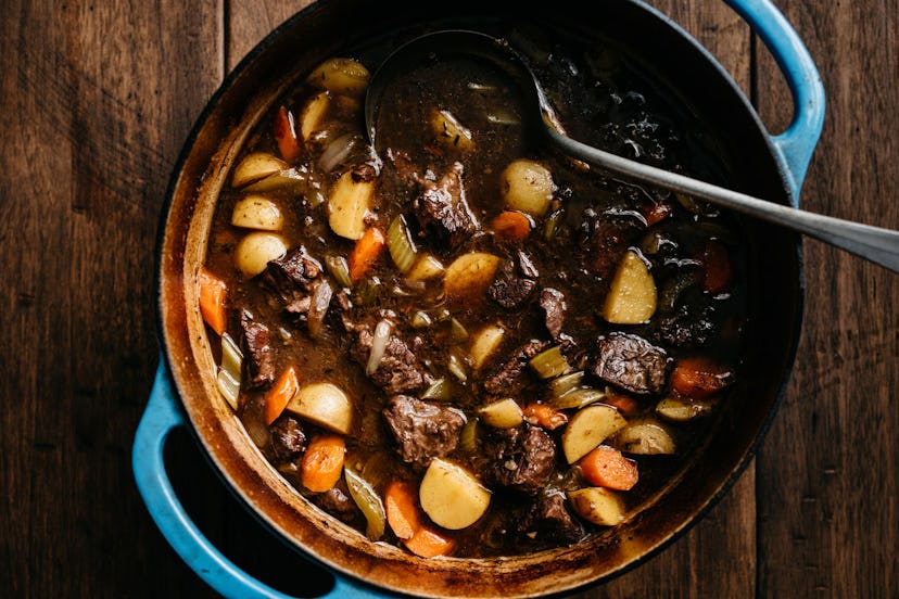 A picture of a pot full of freshly cooked food