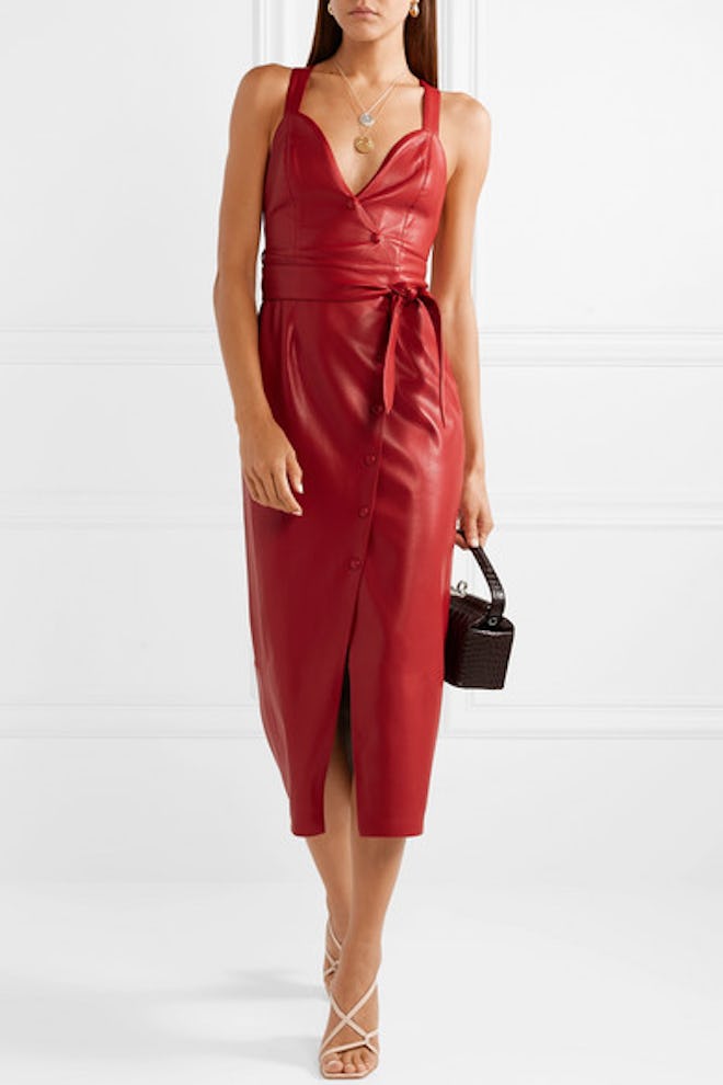 Nanushka Nahar Knotted Vegan Leather Midi Dress