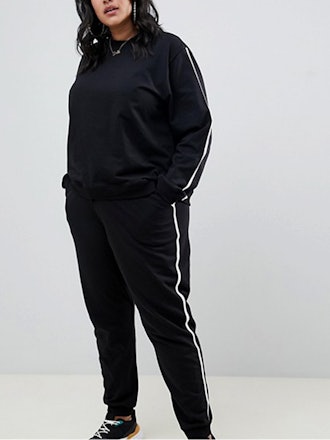 Tracksuit Cute Sweat/Basic Jogger With Tie & Contrast Binding