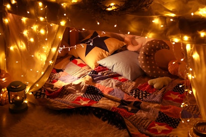 If you're wondering what to do with your sister at night at home, make a blanket fort and have a sle...