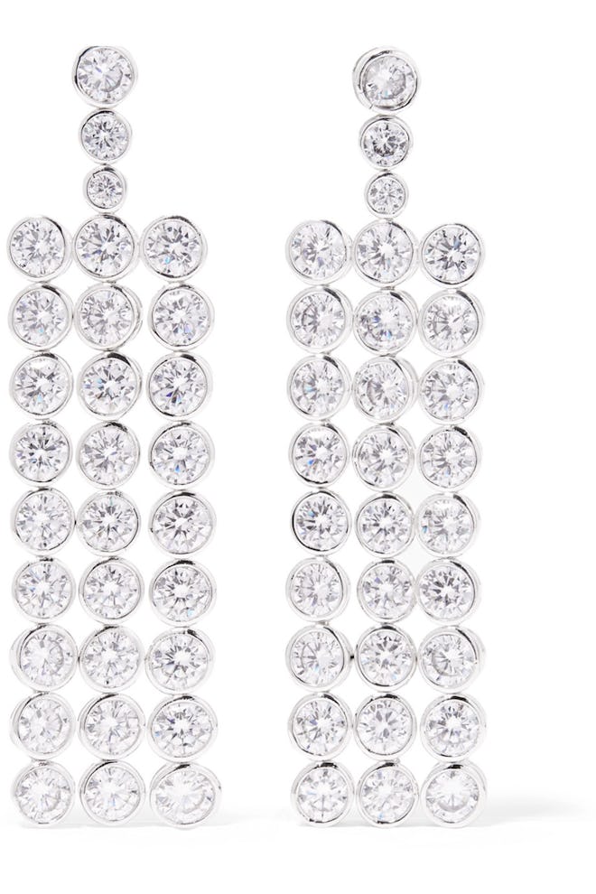Rhodium-Plated Crystal Earrings