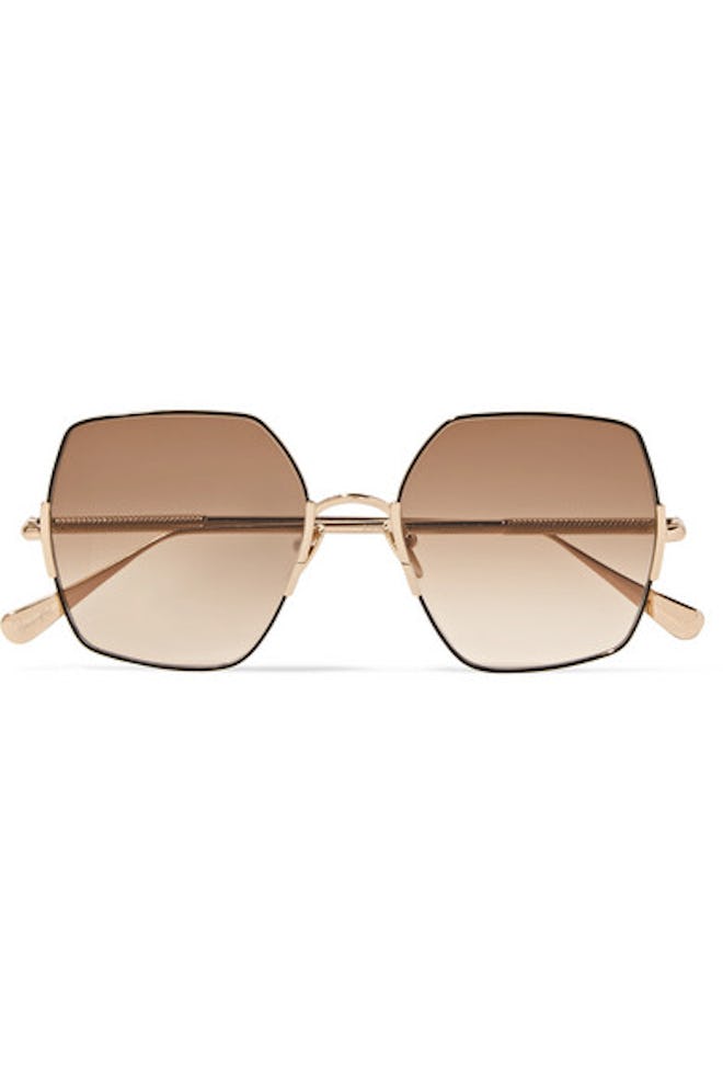 Eden Oversized Square-Frame Gold-Tone Sunglasses