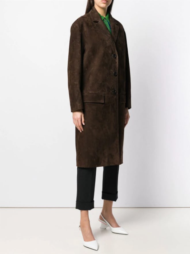 Single-Breasted Suede Coat