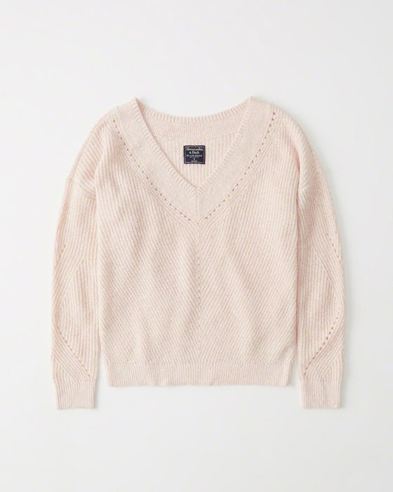 V-neck Pointelle Sweater