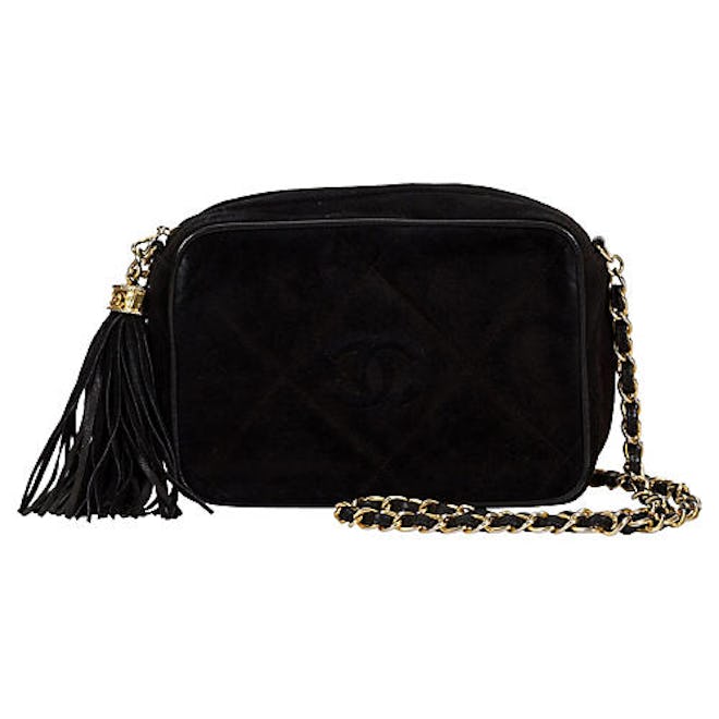 Chanel Black Suede Tassel Camera Bag