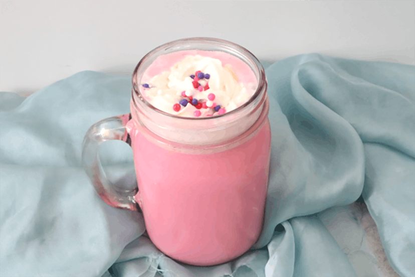 Pink hot chocolate is perfect for an alcohol-free Valentine's Day beverage.