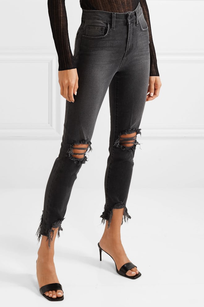 High Line Cropped Distressed Skinny Jeans