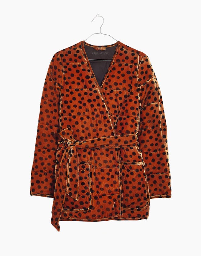 Madewell Velvet Quilted Kimono Jacket in Leopard Dot