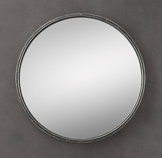Antiqued Riveted Mirror Round 