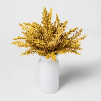 Faux Golden Rod in White Vase - Threshold