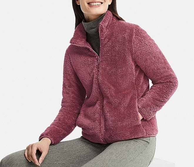 Women's Fluffy Yarn Full Fleece Zip Jacket