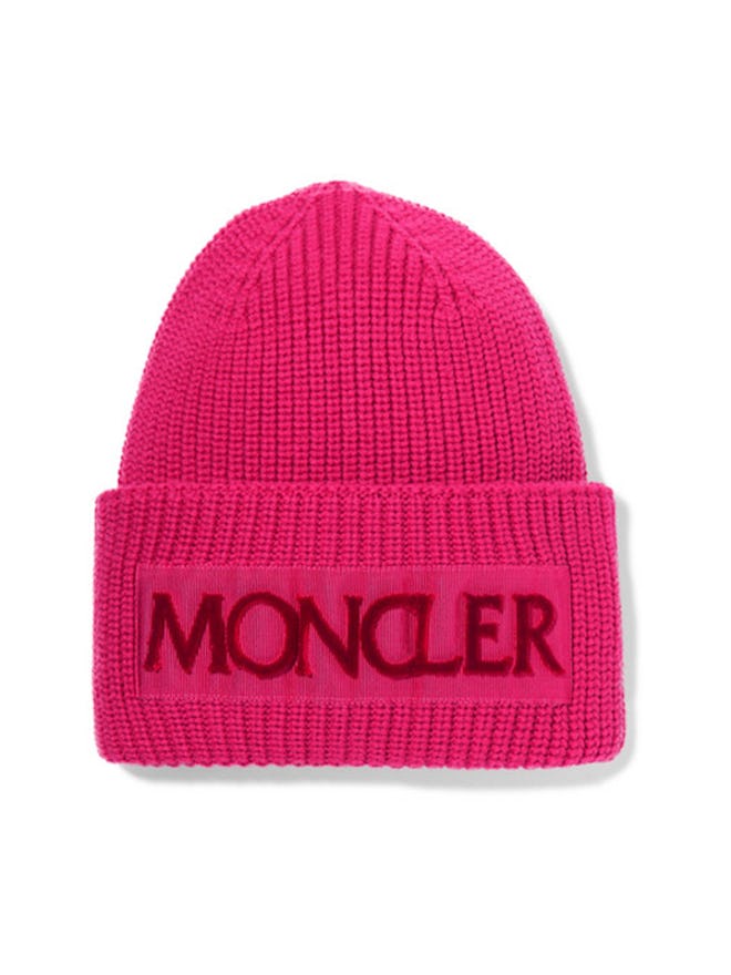 Flocked Grosgrain-Trimmed Ribbed Wool Beanie