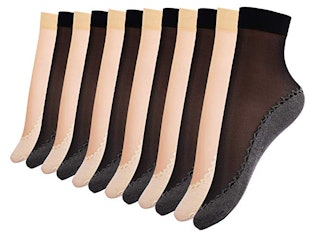 Fitu Women's Nylon Ankle High Hosiery Socks (10 Pack)