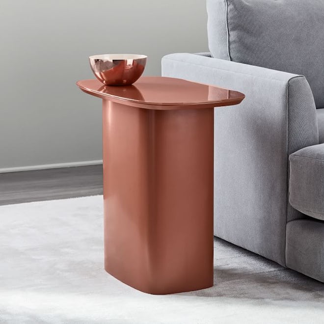  Superellipse Glass Top Side Table - Copper