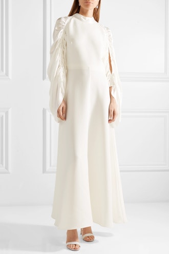 Zariah Ruched Silk-Blend Crepe And Hammered-Satin Gown