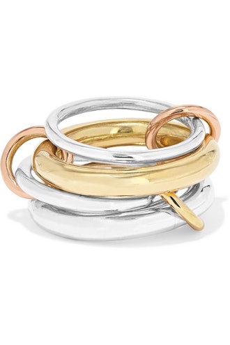 Spinelli Kilcollin Set of Four 18-karat Yellow and Rose Gold and Sterling Silver Rings