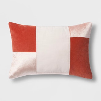 Patchwork Velvet Lumbar Throw Pillow Peach - Project 62™