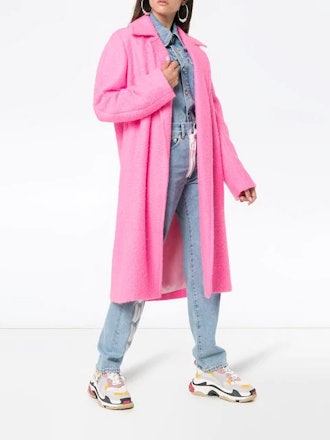 Disco Pink Belt Tie Wool Coat