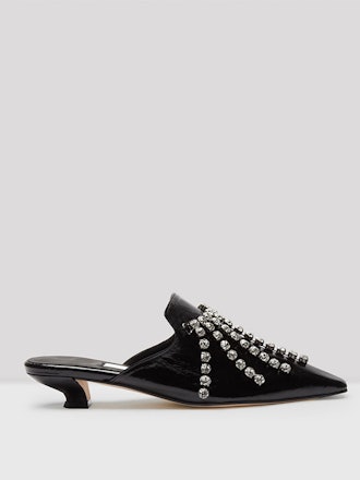 Claudine Black Glossed Leather Mules