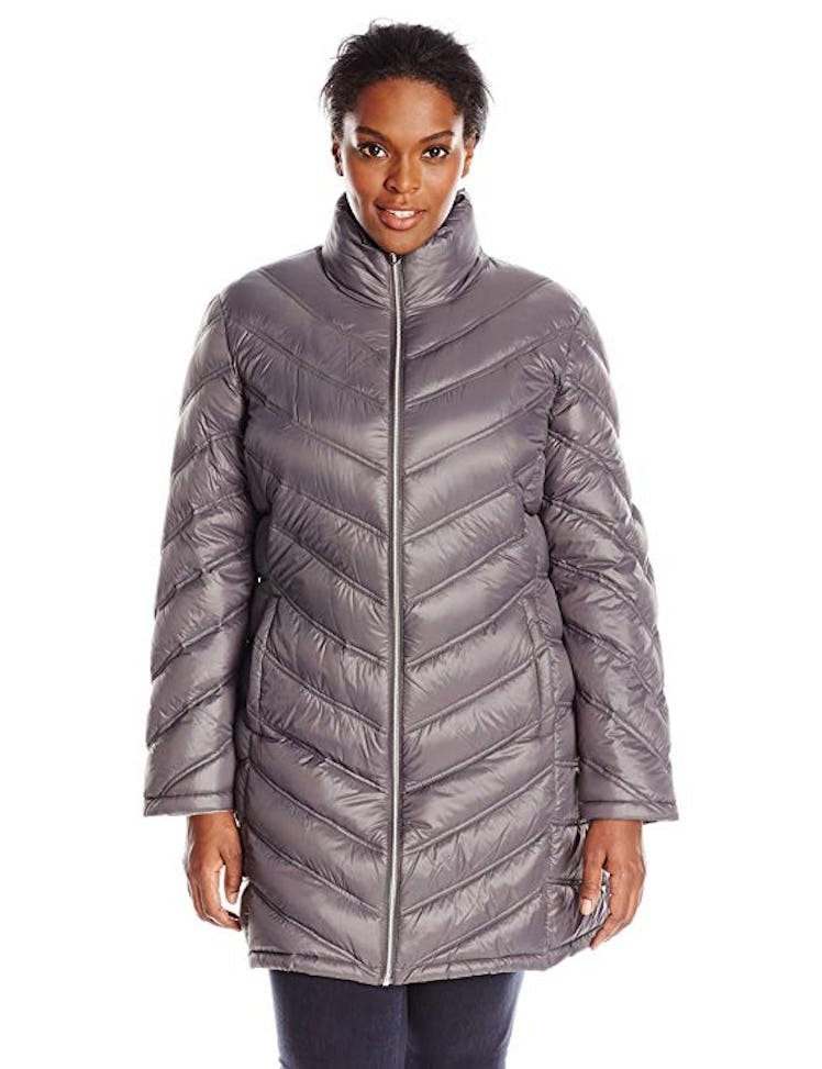 Calvin Klein Women's Plus-Size Chevron-Quilted Packable Down Coat