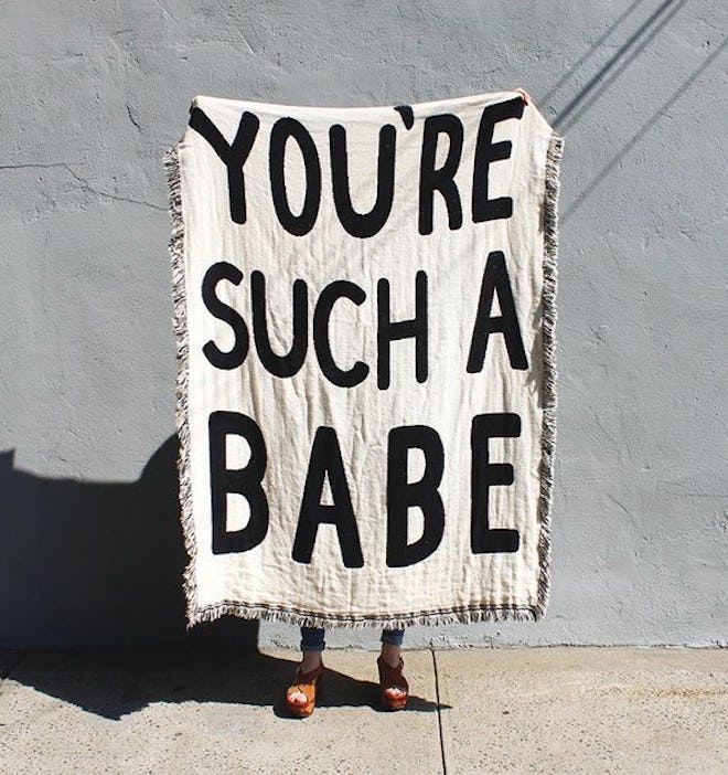 You're Such A Babe — Black and White Cotton Throw Blanket