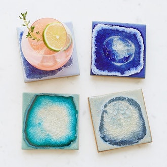 Stoneware and Crackled Glass Coaster Sets