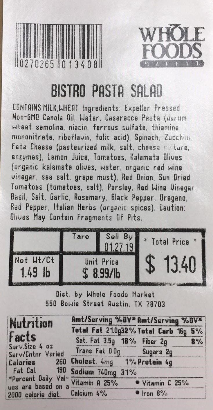Whole Foods Has Recalled Select Prepared Food Products Due To Concerns