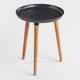 Round Black Metal And Wood Ennis Accent Table