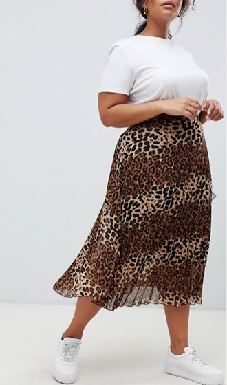 Glamorous Midi Skirt In Pleated Leopard Print