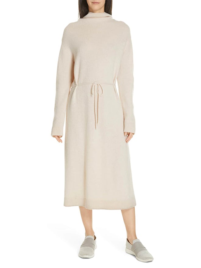 Funnel Neck Wool & Cashmere Sweater Dress