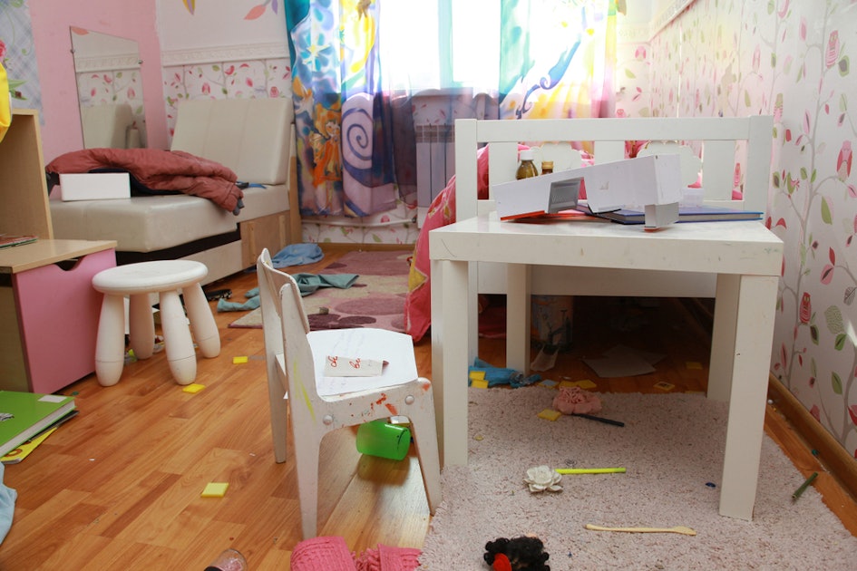 Mess, Disorder and Interior Concept - View of Messy Home Kids Room