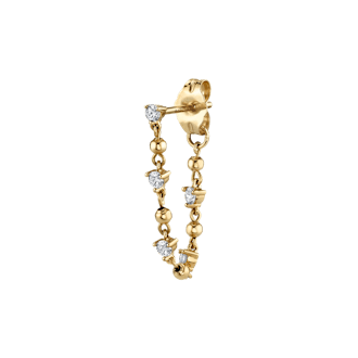Diamond Stud And Sphere Chain Earring