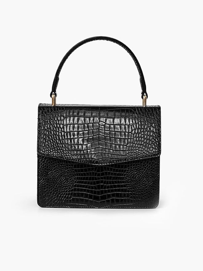 Black Croc-Effect Mini Bag