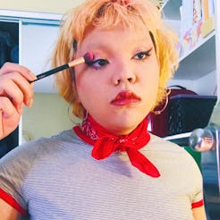 Vera Blossom, a trans woman, conducting her morning routine and doing her makeup