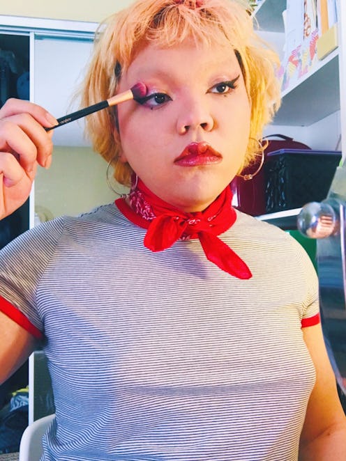 Vera Blossom, a trans woman, conducting her morning routine and doing her makeup