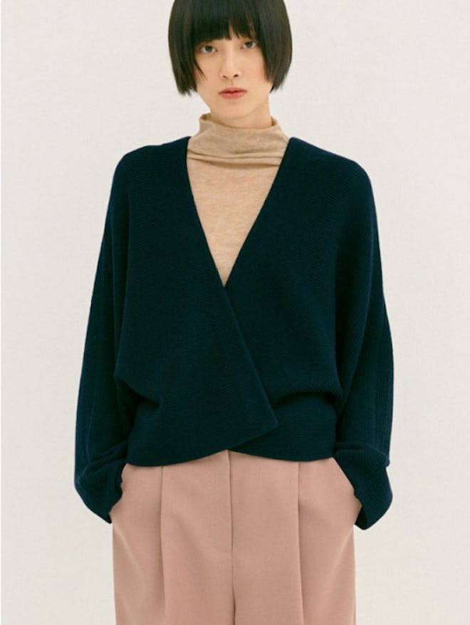 Replain Dark Navy Twist Wool Knit Outer