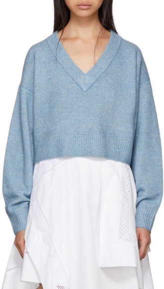 Blue Lofty V-Neck Sweater
