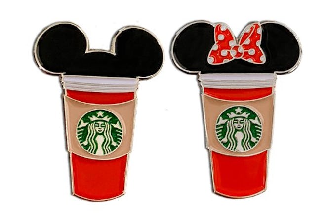Red Holiday Mickey And Minnie Starbucks Cup Pin Pack (2 Pins)