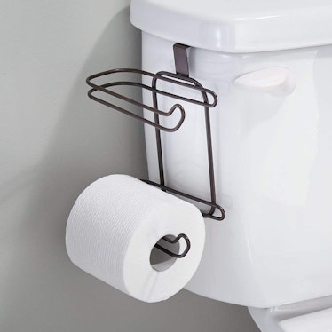 mDesign Compact Hanging Over The Tank Toilet Tissue Paper Roll Holder
