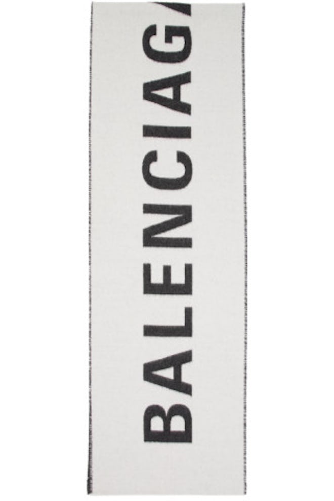 White & Black Archetype Jacquard Logo Scarf