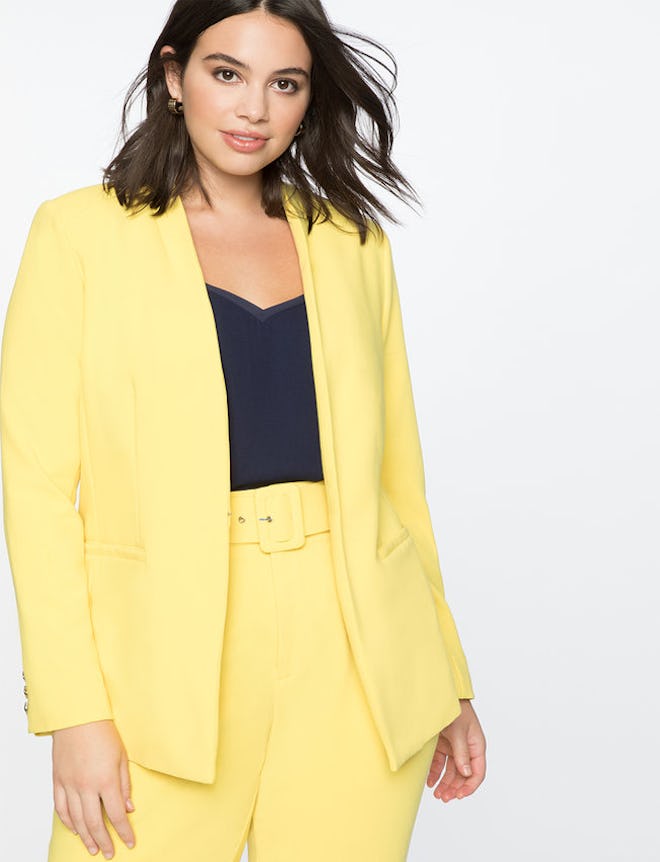 Kiss Front Blazer With Button in Lemon