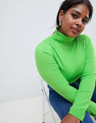 Curve Turtleneck Sweater In Green