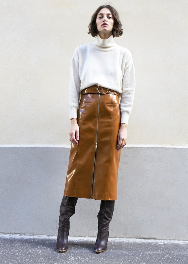 Caramel Patent Pencil Skirt