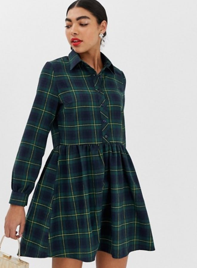 Unique21 check smock dress