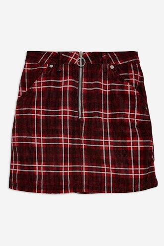 Topshop Check Corduroy Skirt