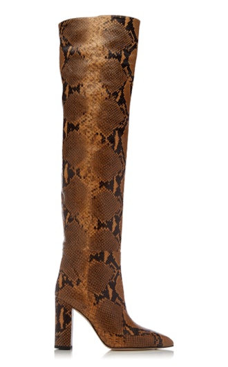Snake-Effect Leather Over-The-Knee Boots