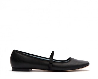 Jude Mary Jane Leather Flats In Black
