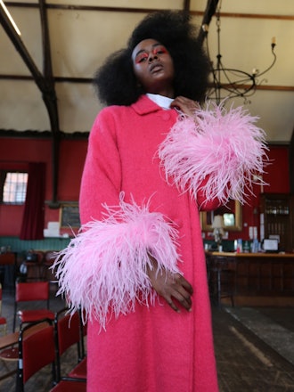 Pink Feather Trimmed Coat