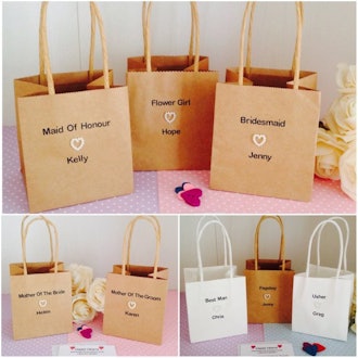 Personalised Rustic Wedding Mini & Small Paper Gift Bags