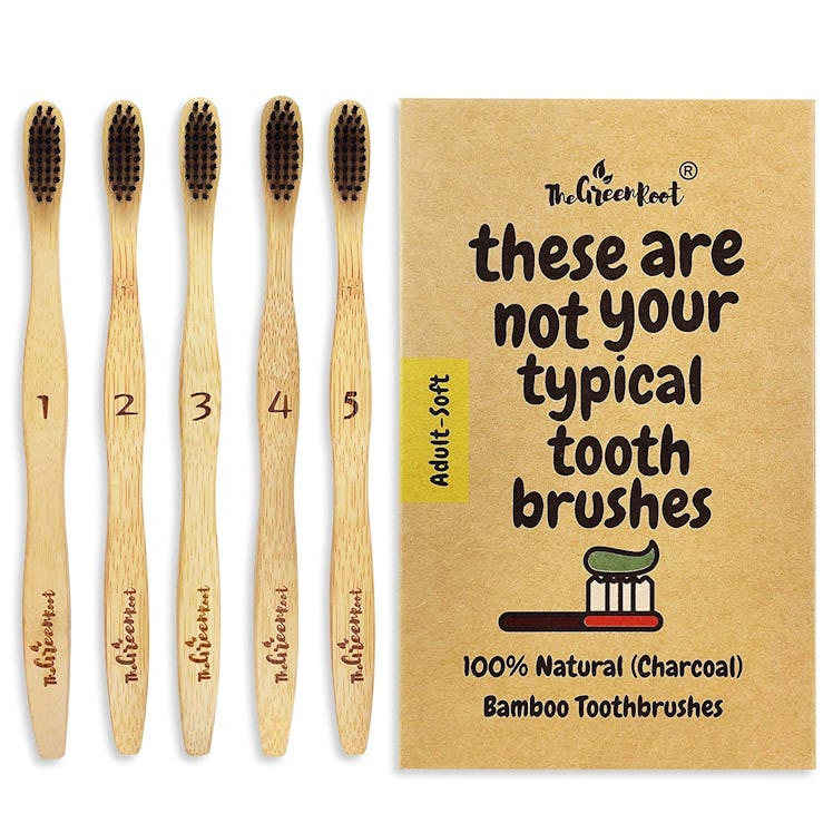 The Green Root Charcoal Bamboo Toothbrushes (5 Pack)